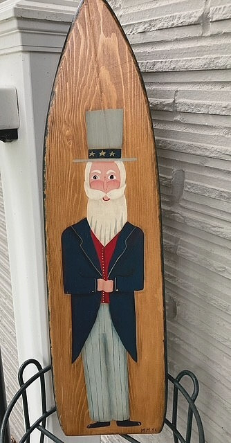Vintage Uncle Sam Wood Wall Plaque Folk Art Hand Painted Signed&Dated Patriotic