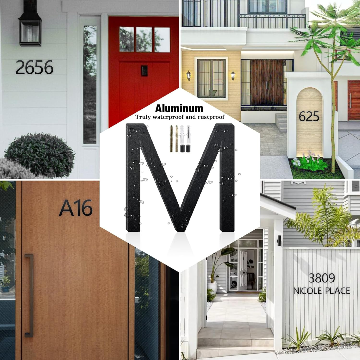 5 Inch Floating House Numbers and Metal Letters for Outdoor Signs, House Numb…