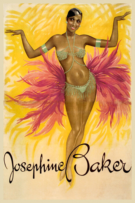 JOSEPHINE BAKER FRENCH DANCER DANCE SHOW FRANCE CARNAVAL VINTAGE POSTER REPRO