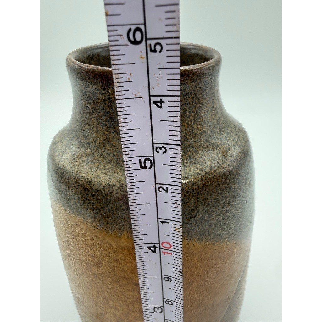 Vintage Studio Art Pottery Vase Brown Earth Tone Drip Glaze Stoneware MCM 5.5&Prime;