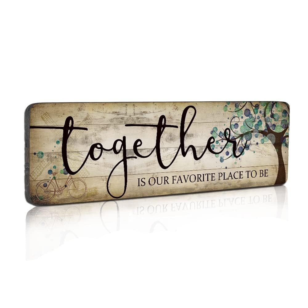 Family Art Decor Inspirational Quotes Wall Hanging Sign – Together is Our Fav…