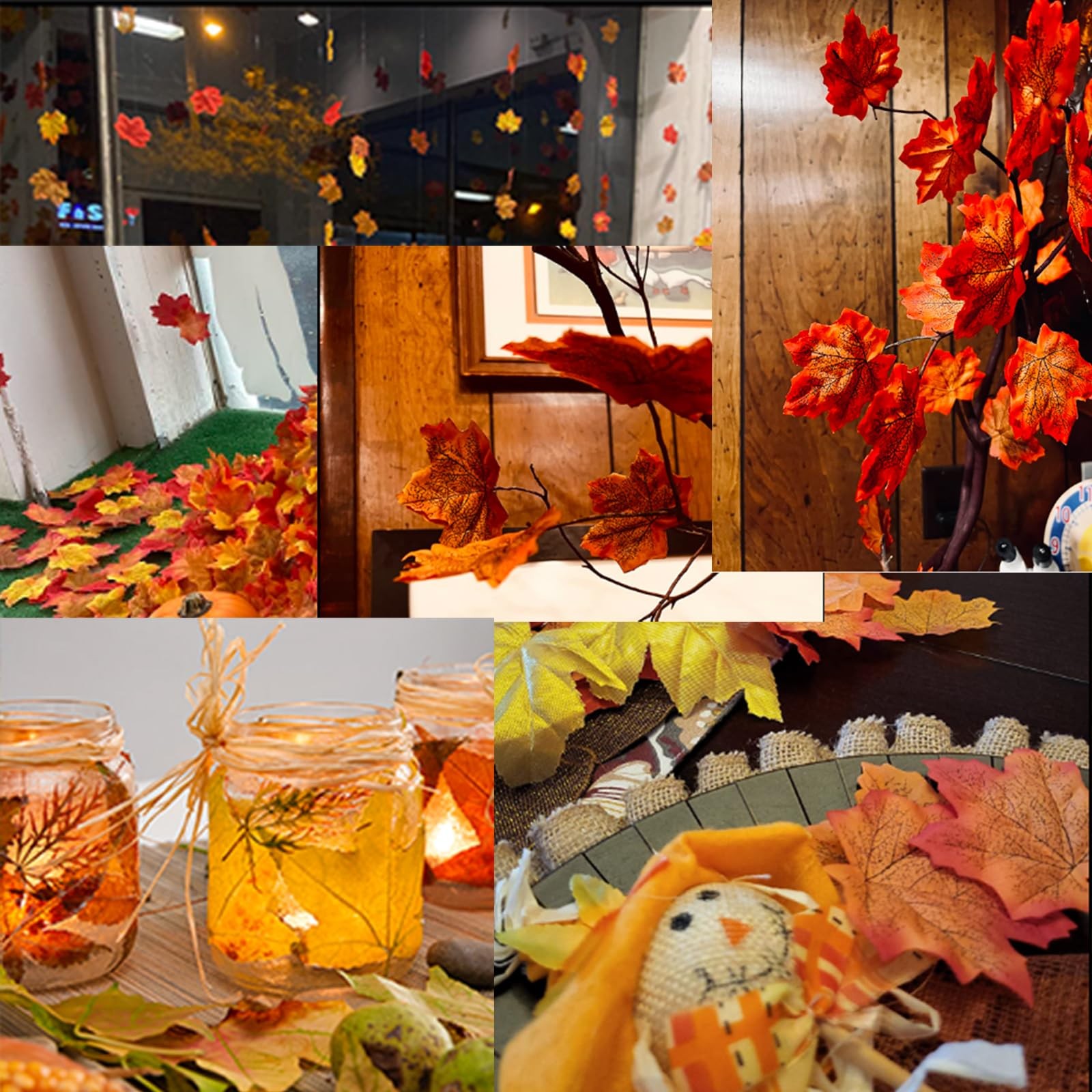 Jiesky 1170 Pcs 8cm/3.1inch Artificial Maple Leaves 6 Colors Fall Leaves