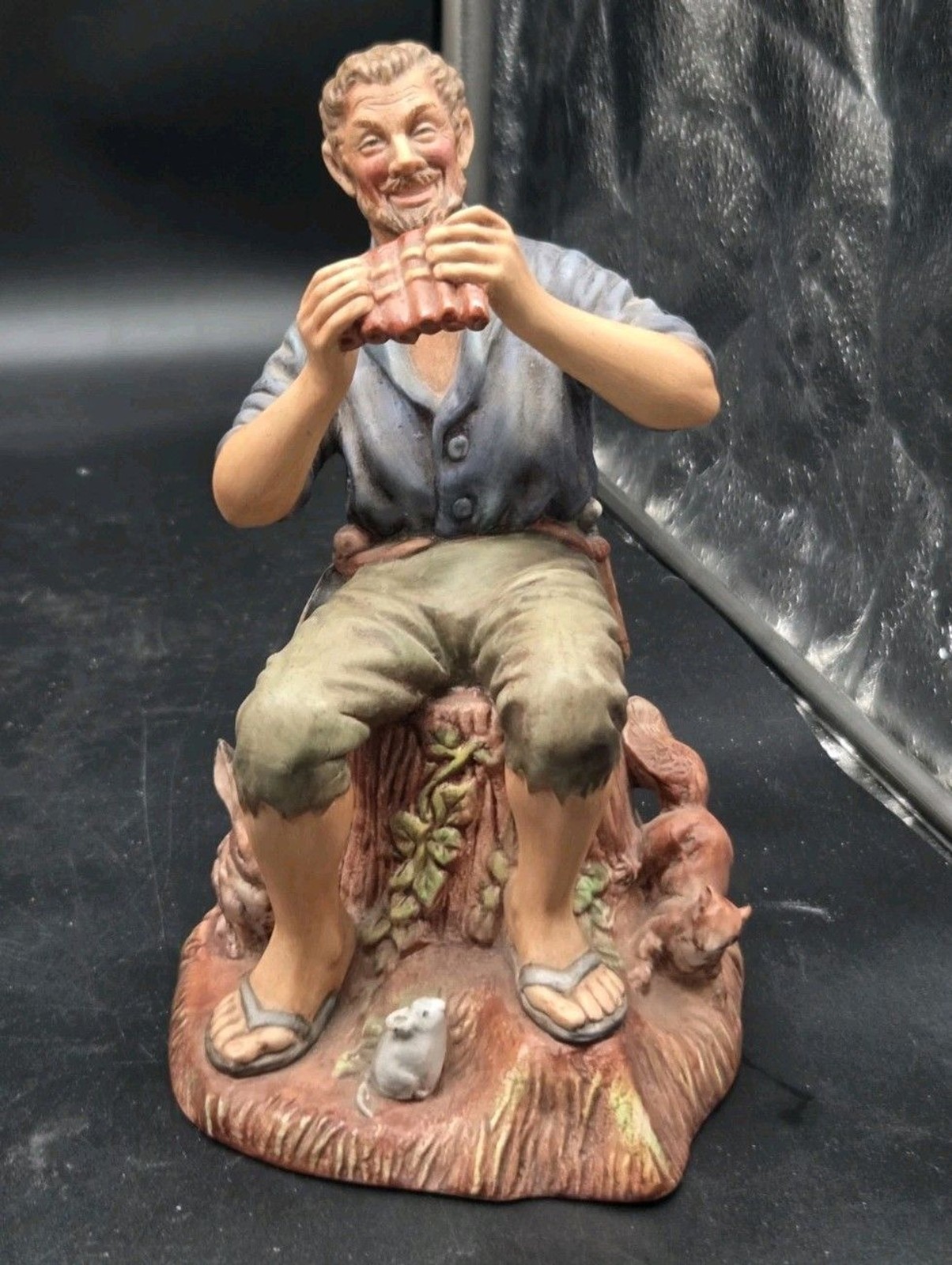 Royal Doulton England Figurine Dream Weaver Man Playing Pipes W Rabbit Squirrel