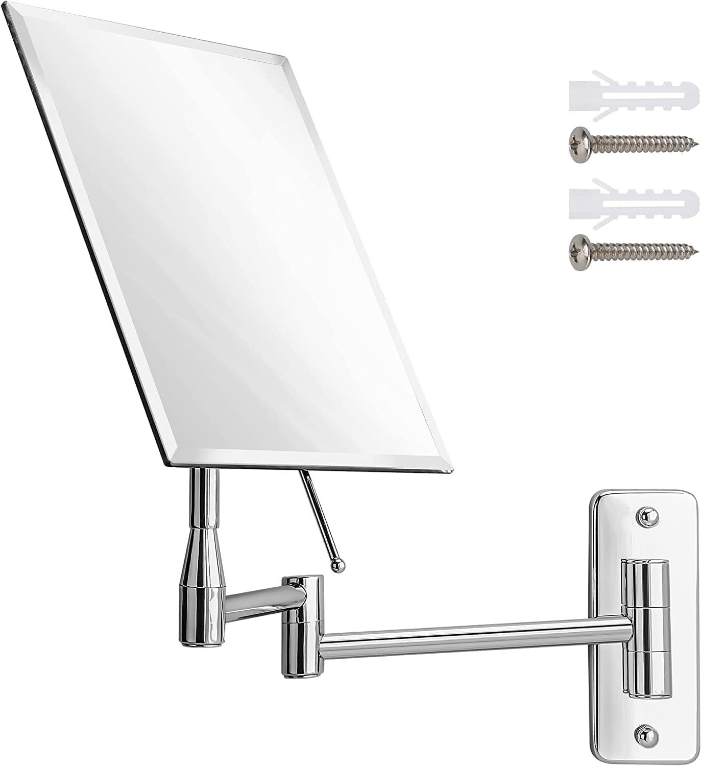 Frameless wall-mounted mirror for bathroom with extended swivel function