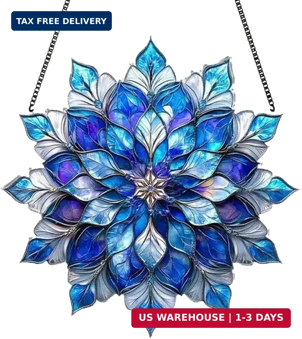 Banax Window Suncatcher Snowflake – 7.9&Prime;X7.9&Prime; Acrylic Sun Catcher with Stained-G