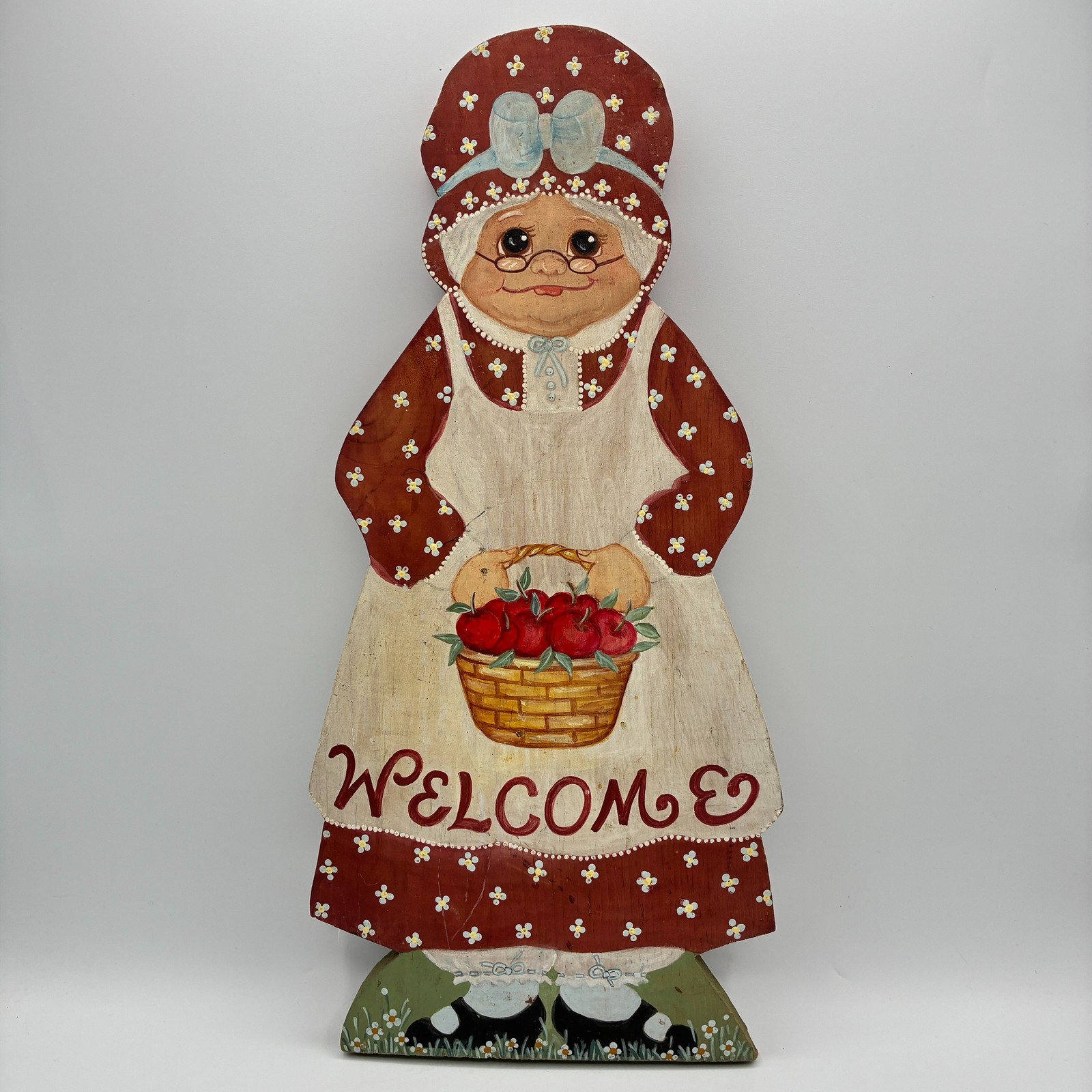 Wooden Welcome Granny Wall Decor Sign 17 In Country Kitchen Folk Art Red