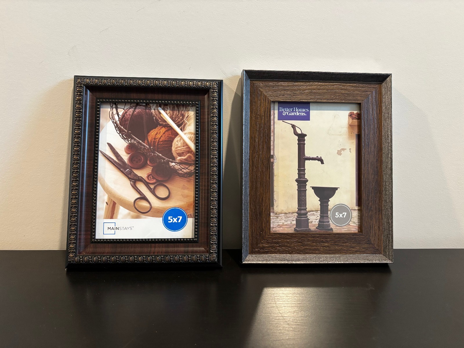 Main Stays and Better Homes & Gardens photo frames holding 5×7 photos