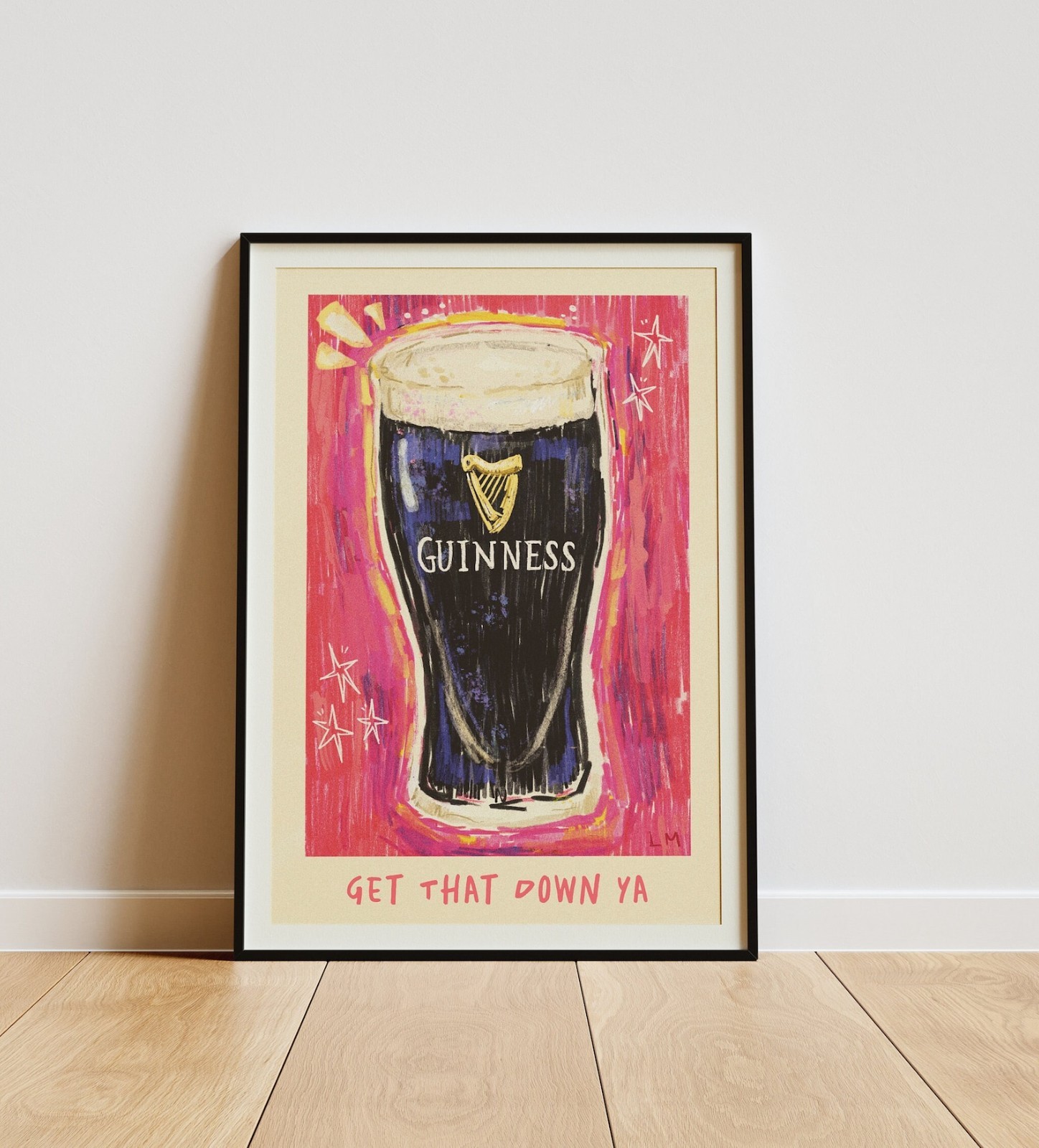 Get That Down Ya – Guinness Illustration Poster No Frame, Bar Decor