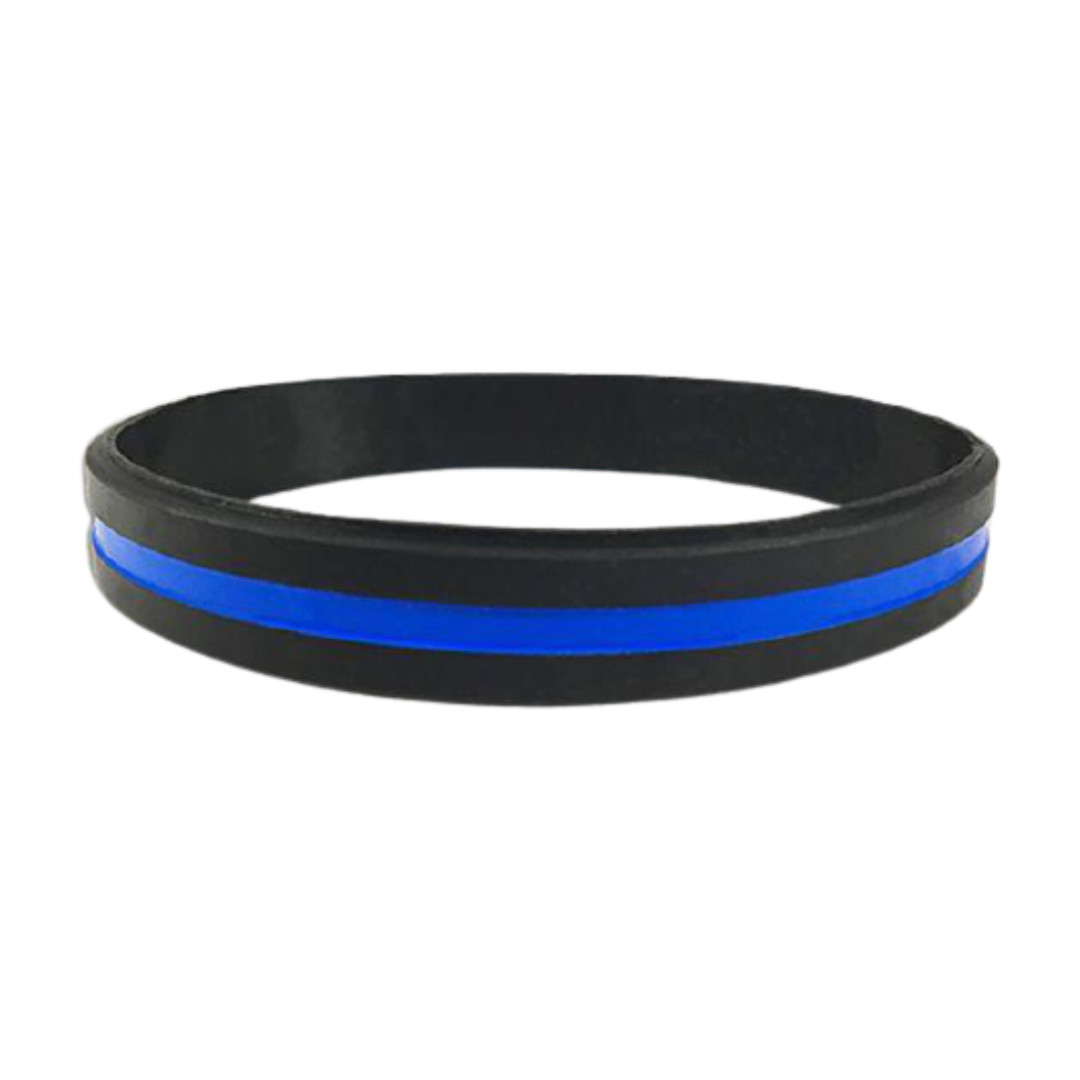 Bulk Thin Blue Line Silicone Wristbands(100pk/ 50pk/ 25pk/ 10pk) Adult and Child