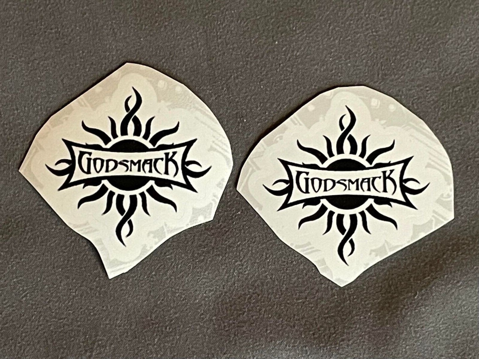 Lot (2) GODSMACK 2&Prime; x 2&Prime; Band Logo STICKERS Black White FAST! FREE SHIP!