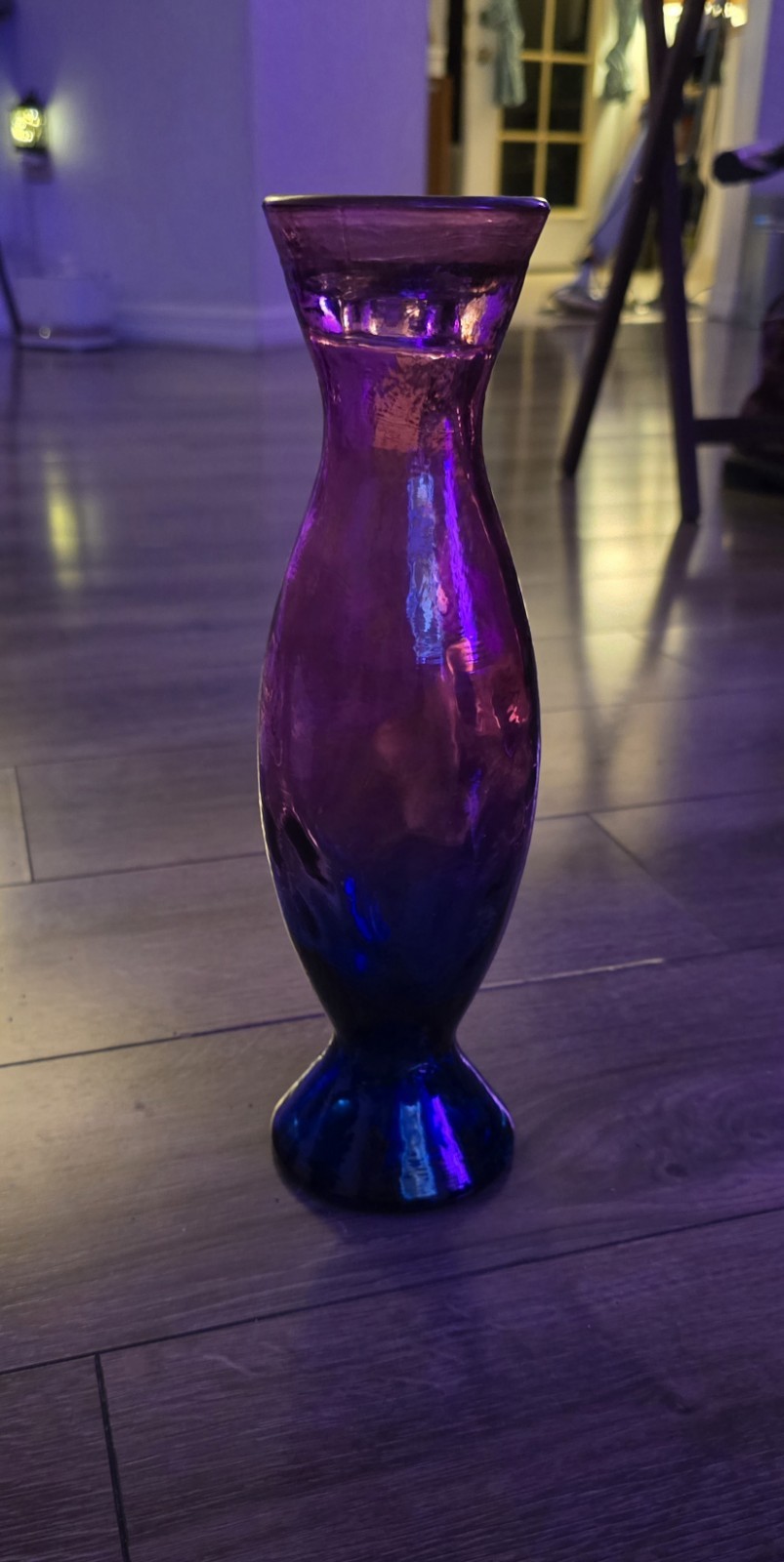 Purple & Blue Glass Flower Vase, Ombre, sturdy, beautiful