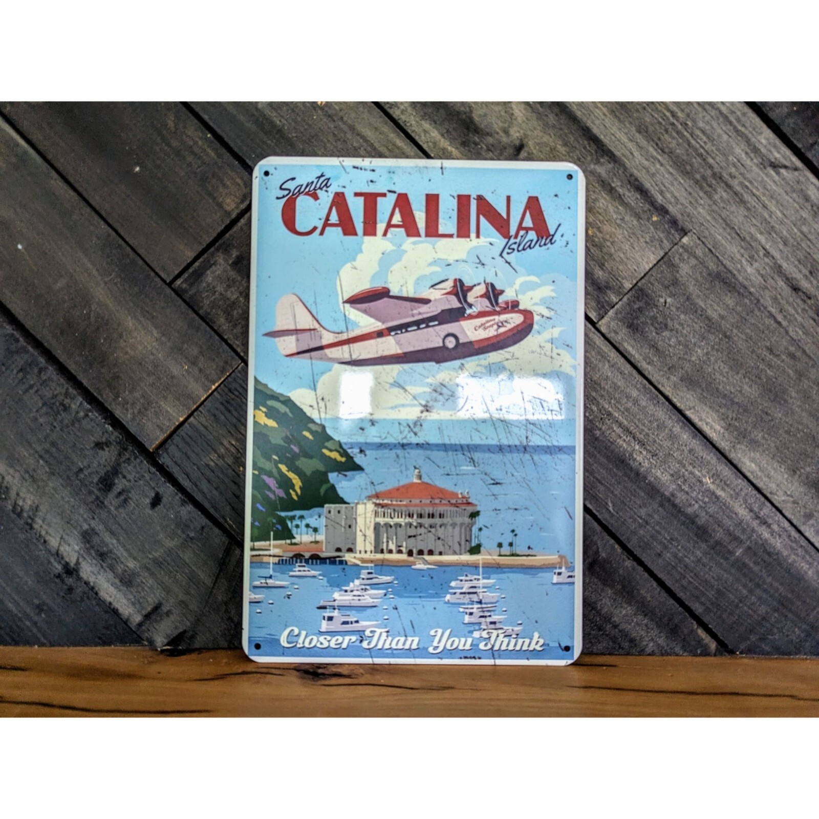 Distressed Santa Catalina Island Travel Sign