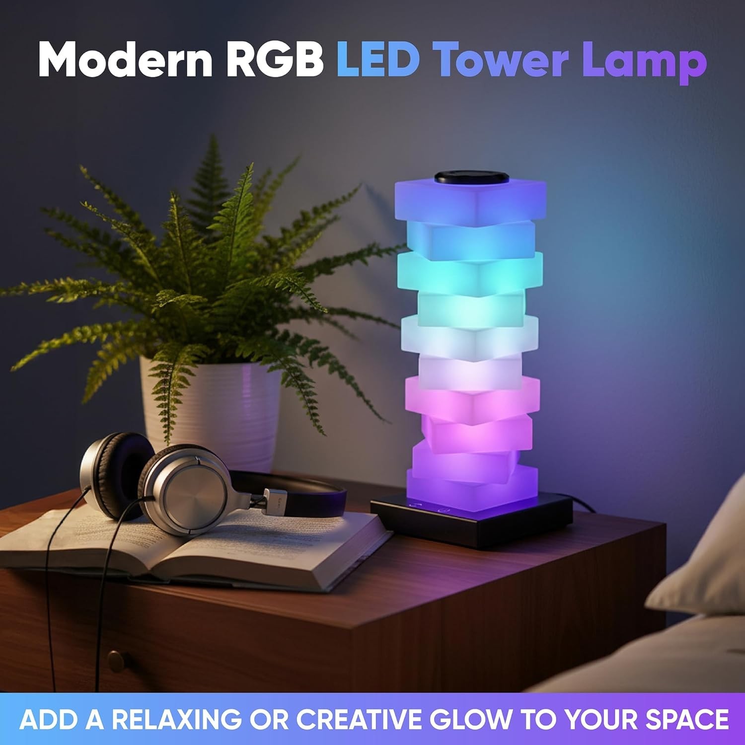 RGB Color Changing LED Night Light Stackable Touch Desk Lamp USB Powered