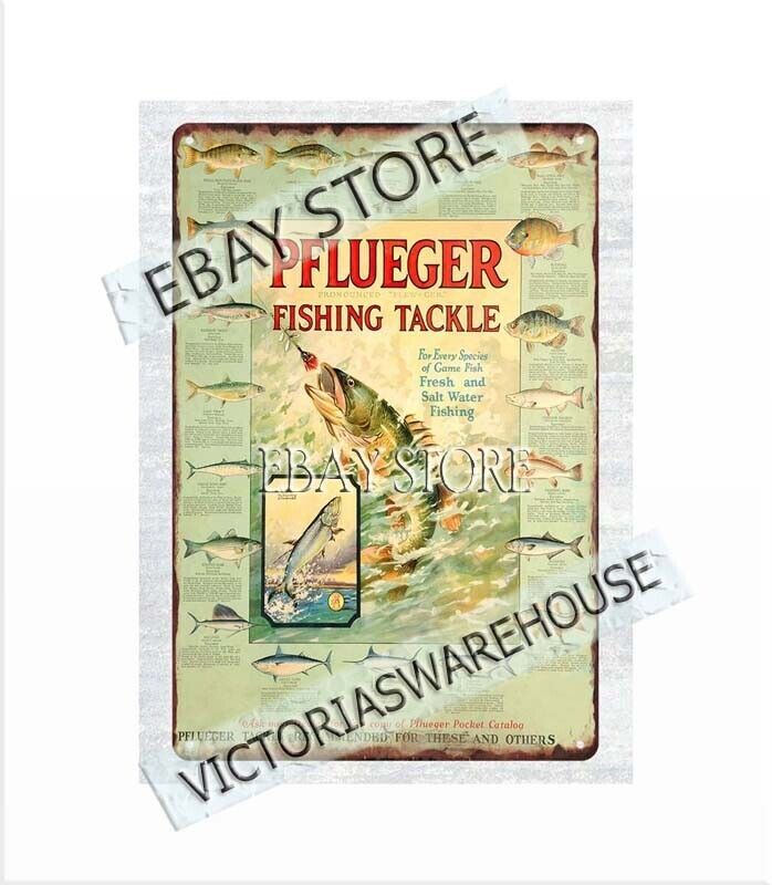 1926 baitcasting reel fishing tackle bait lure tin sign freshwater boating