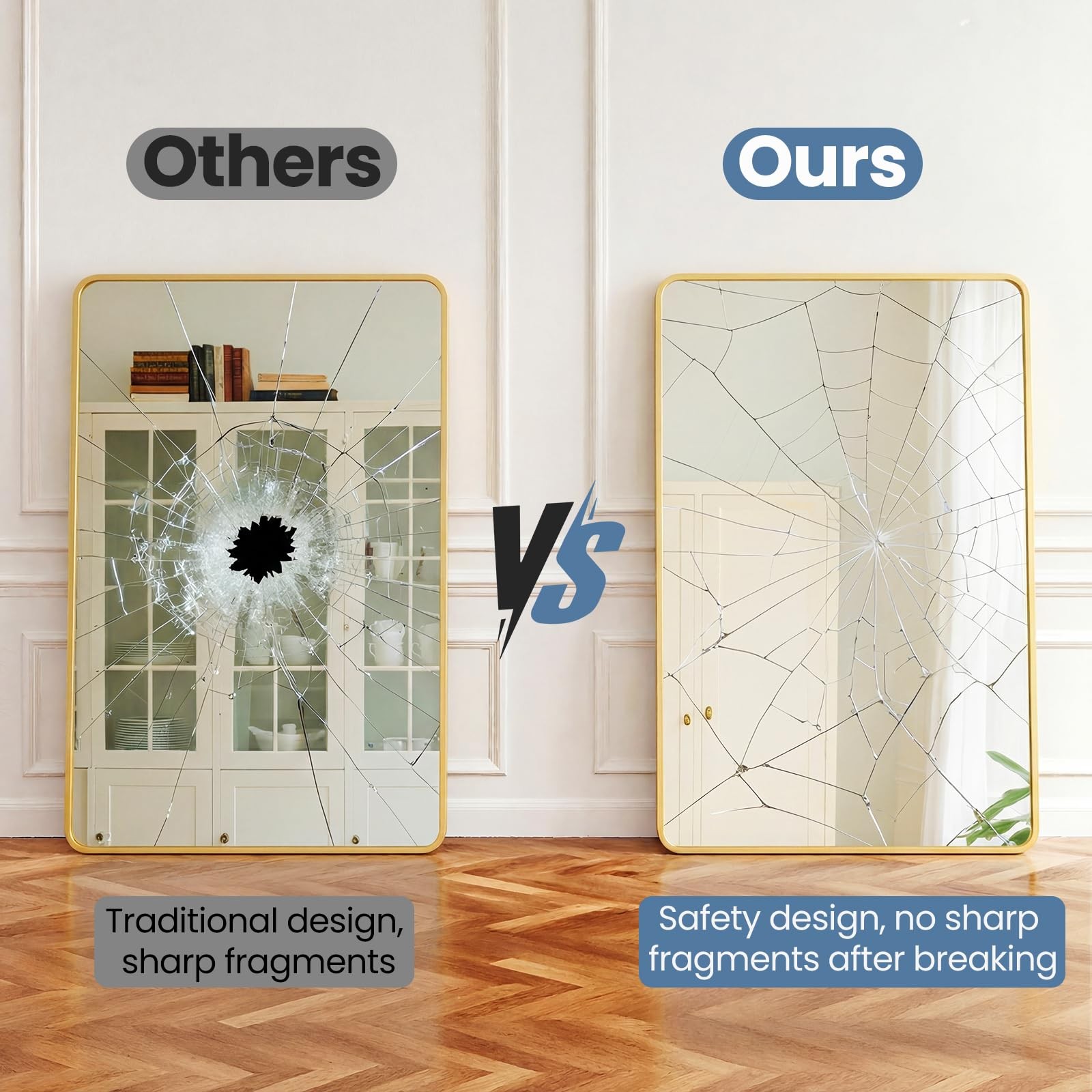 30X40 Inch Bathroom Mirror, Rectangle Wall Mirror with Rounded Corners, Gold …
