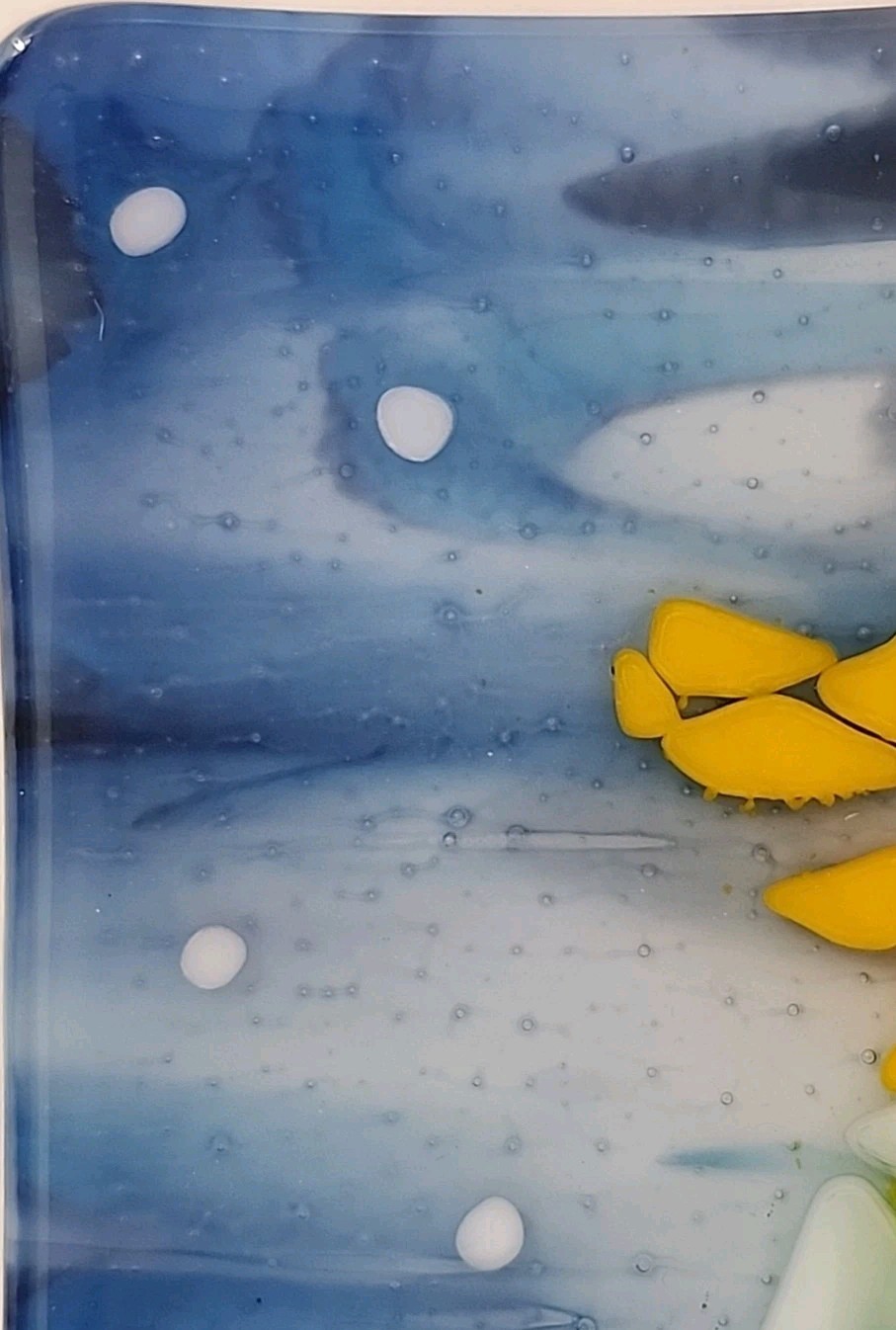 Rare Mermaid & Sea Grass Fused Glass Artisan Plate Handpainted Sea Life 9.5&Prime;W EC