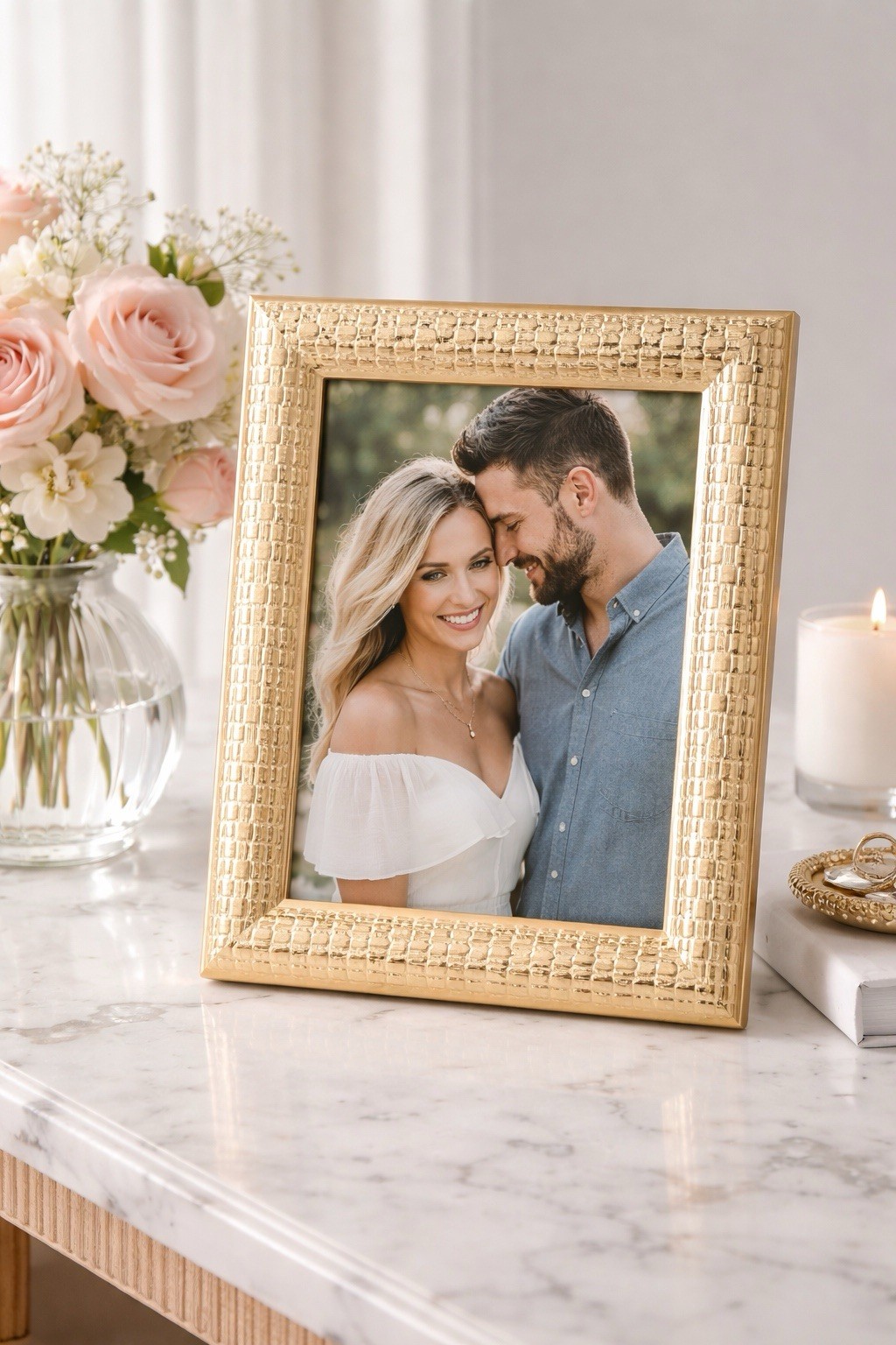 Reed & Barton Watchband Gold Picture Frame, 5” X 7” Traditional Elegance
