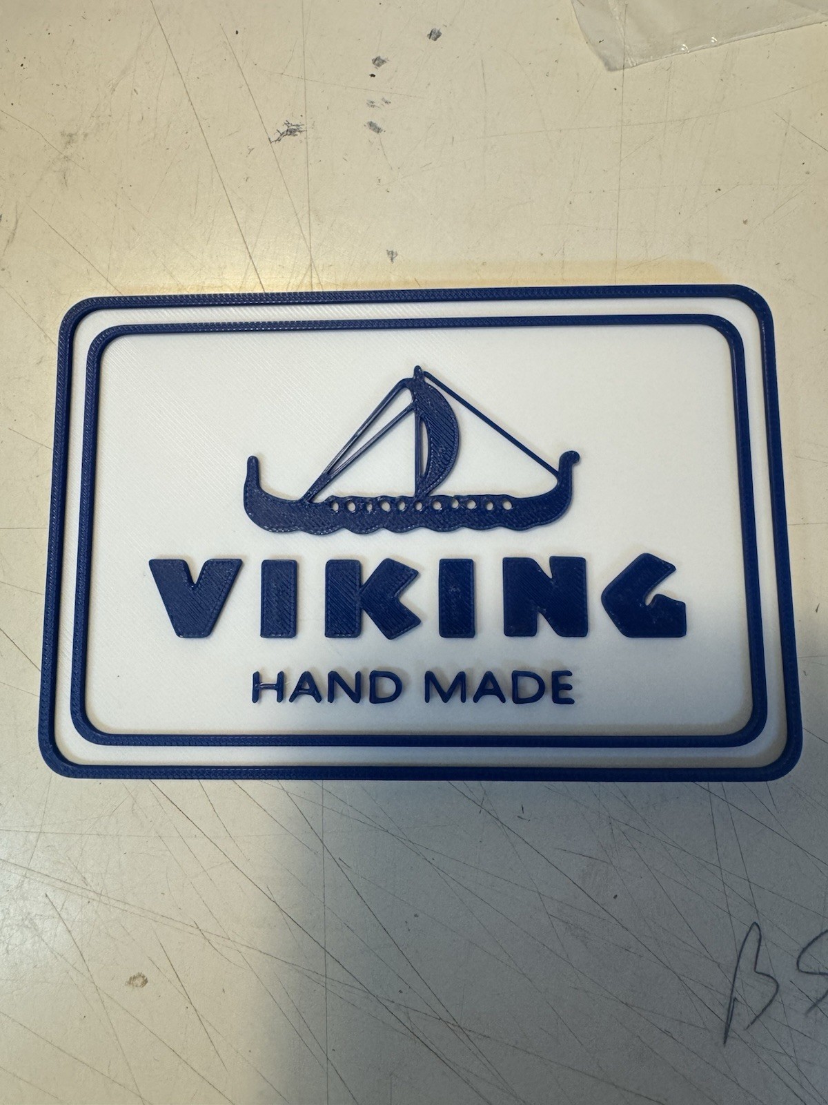 Viking Glass Display Sign 3D Printed 5 X 3.25 Hand Made Blue Plaque Blunique