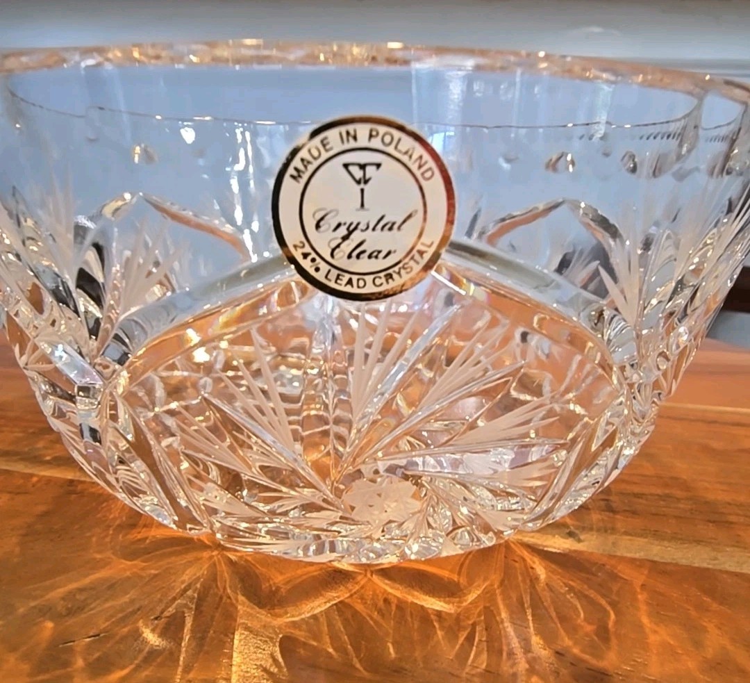 Crystal Candy Bowl 24% Lead Crystal Pinwheel Pattern Made in Poland