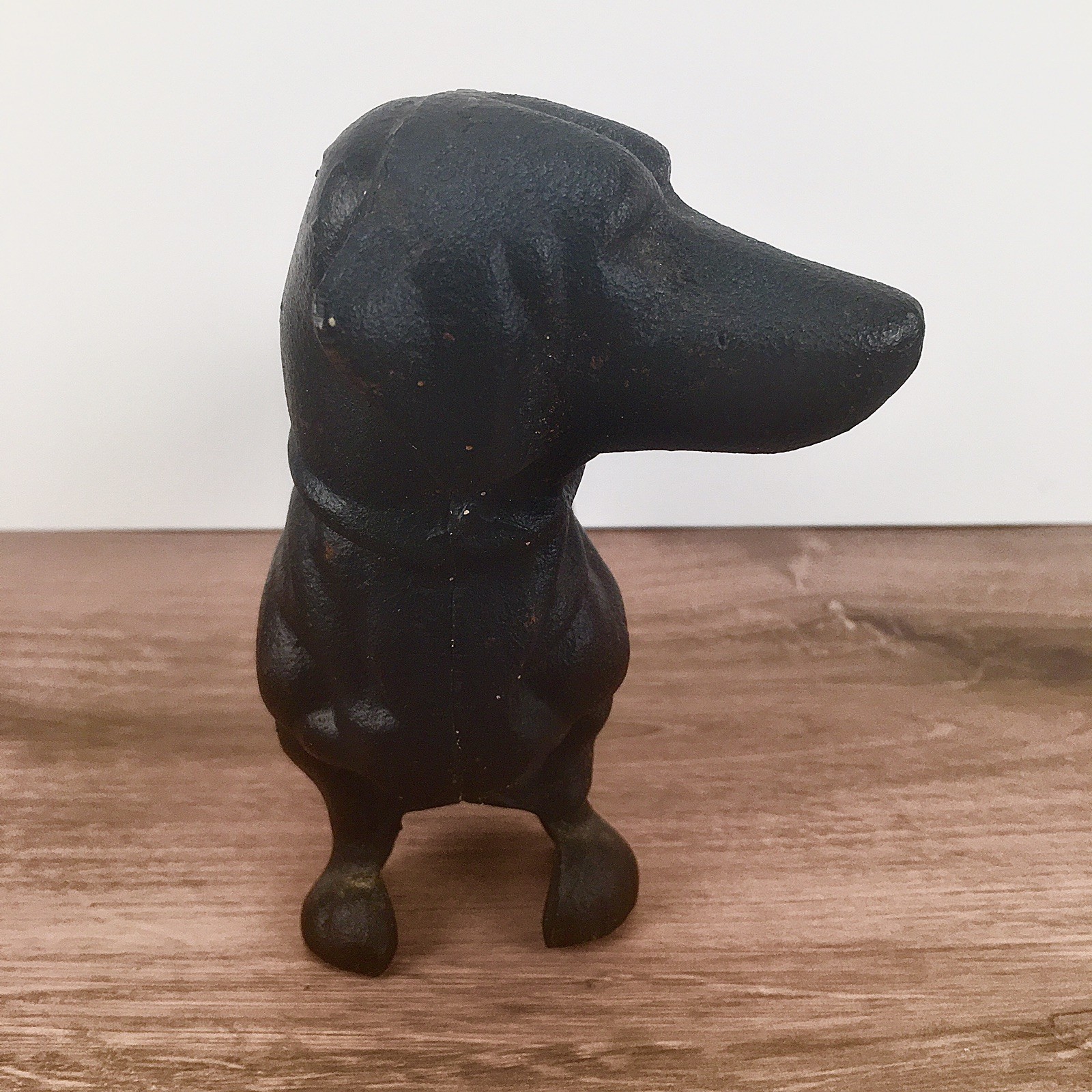 Vintage Cast Iron Dachshund Wiener Dog Doorstop Statue Black Heavy – 8&Prime;