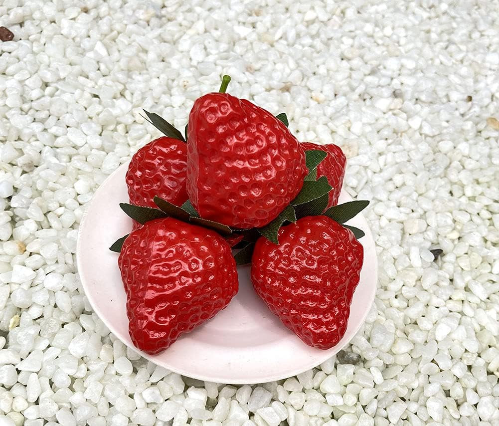 18PCS Plastic Artificial Red Strawberries Fake Lifelike Simulation Realistic Str