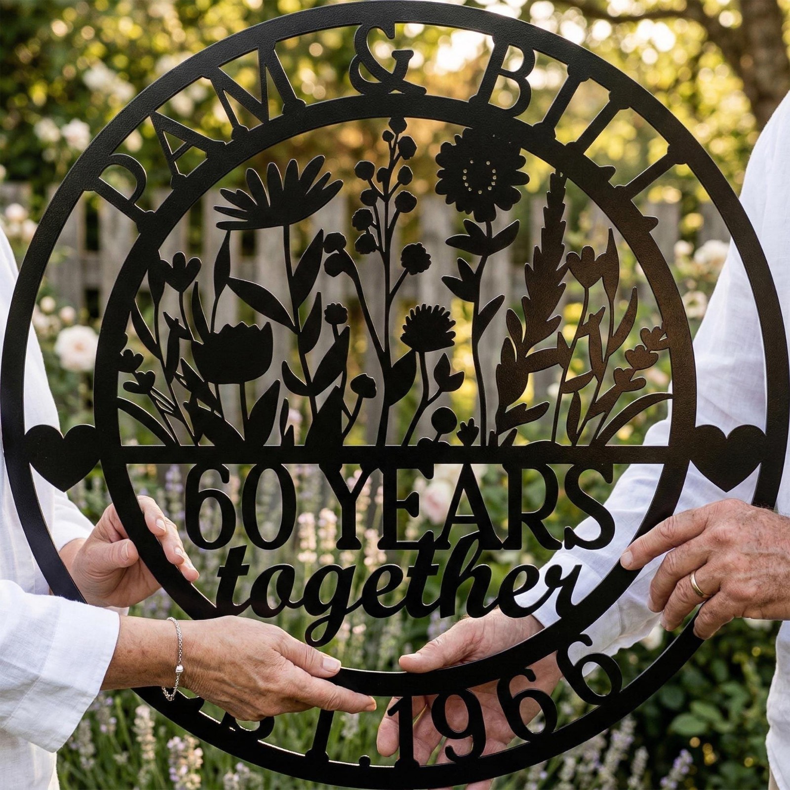 Personalized Wildflower Metal Sign, Wedding Anniversary Gift