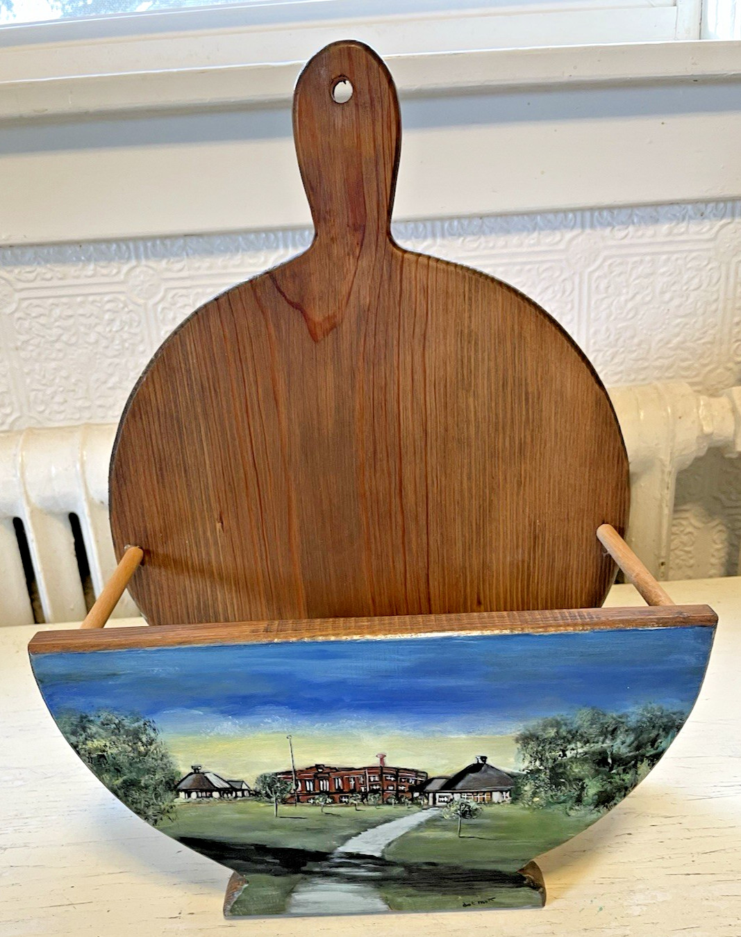 Paper Foam Plate Holder Wood Hand Painted Artist Signed
