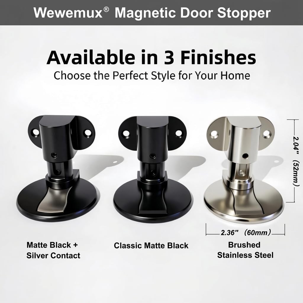 1 Pack Magnetic Door Stopper – Adjustable Magnetic Door Stop for Bottom of Do…
