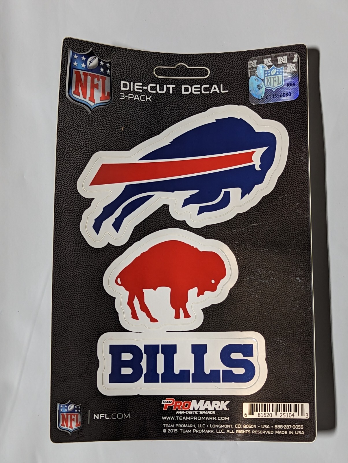 Buffalo Bills 3-Pack Die-cut Decals Stickers Sheet Measures 5&Prime; x 7&Prime; New!