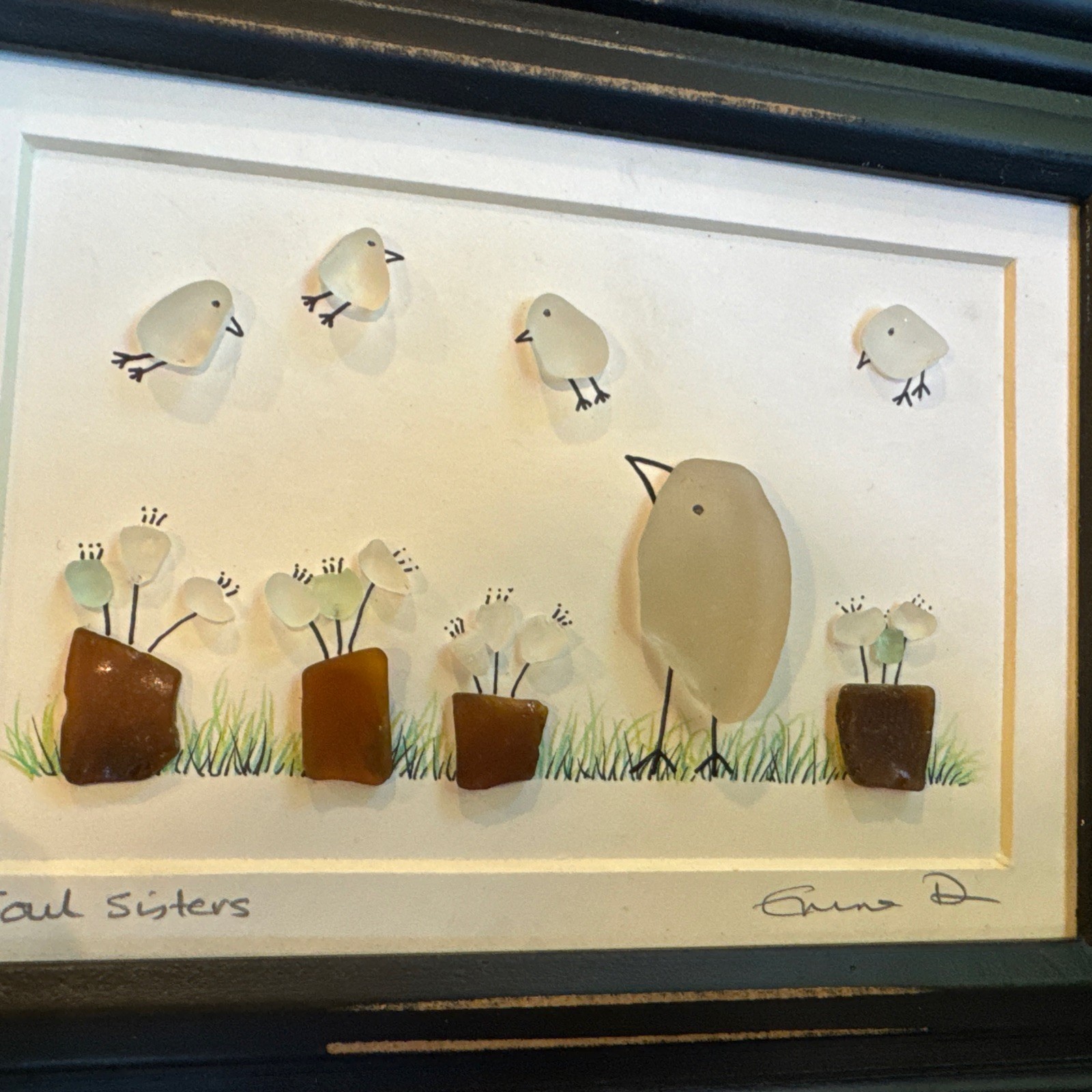Sea Glass & Beach Pebbles Signed ART SOUL SISTERS