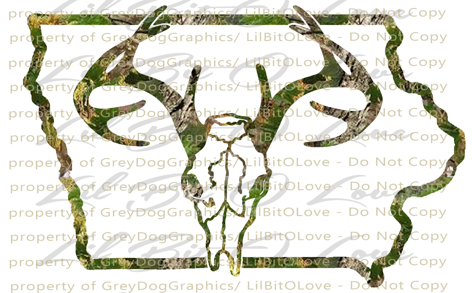 Camouflage Camo Iowa IA Buck Hunter Hunting Vinyl Decal Sticker Deer Skull Stag
