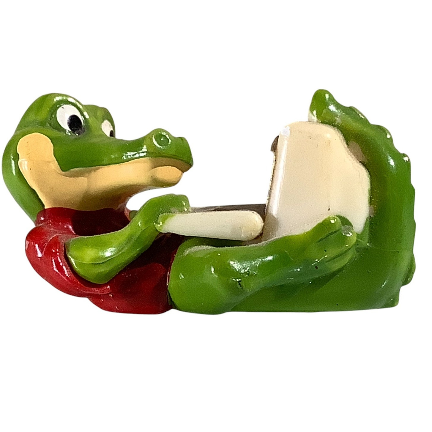 VTG 1992 Ferrero Resting Crocodile at Computer Figurine 1-1/2&Prime;L x 3/4&Prime;H x 7/8&Prime;W