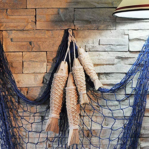 Rustic Nautical Wooden Fish Wall Decor Beach Theme Hanging Sculpture Small