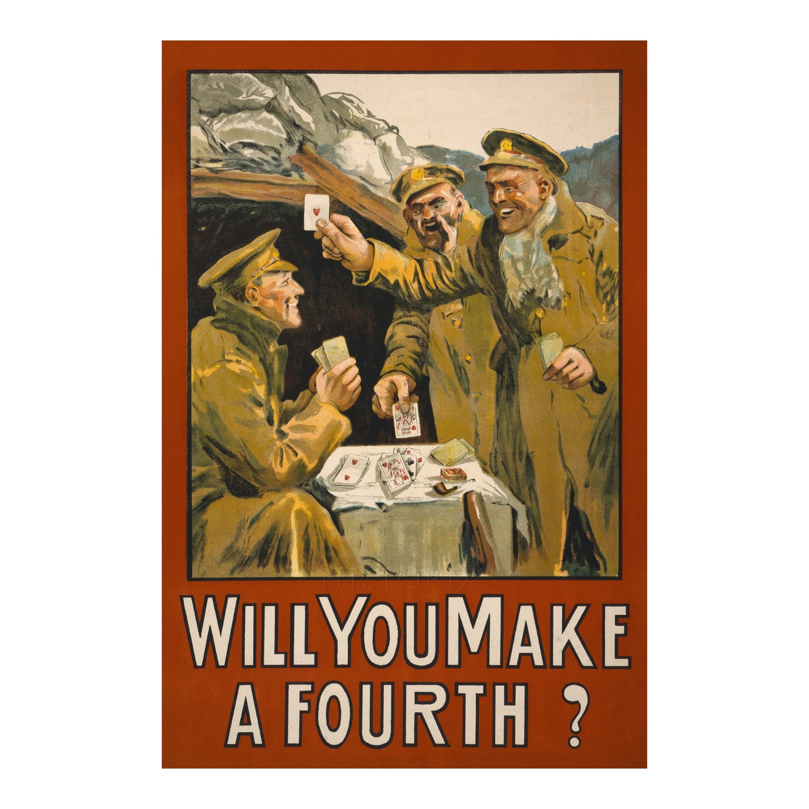 1915 British WWI Recruitment Poster Will You Make a Fourth Military Patriotic