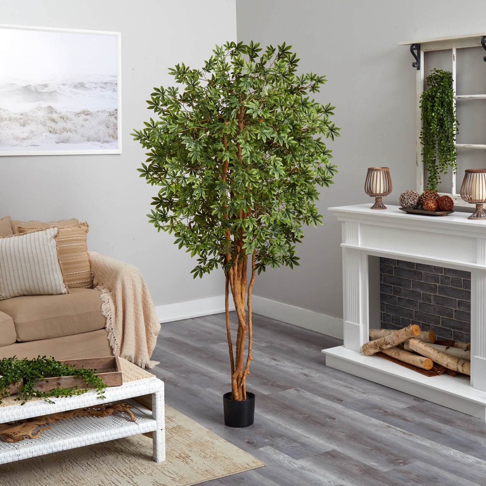 6’ Japanese Maple Artificial Tree with Natural Trunk Home Decor. Retail $266