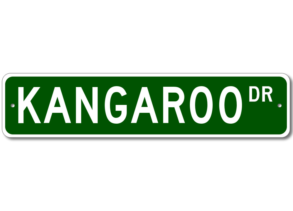 Kangaroo Custom Roadside Wildlife Outback Metal Street Sign – Aluminum