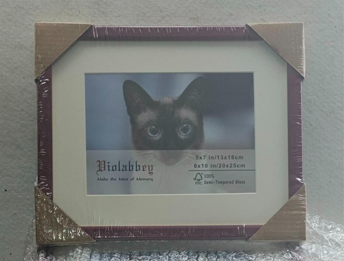 Set of 4 New 5×7 / 8×10 Burgundy Wood Photo Frames Semi-Tempered Glass