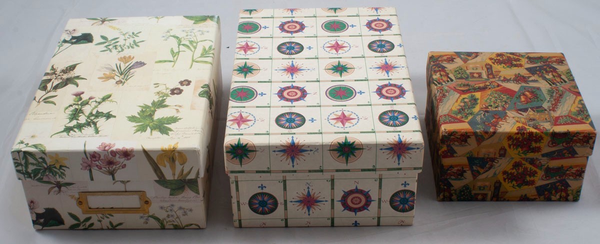 Decorative Picture Storage Box Lot of 3