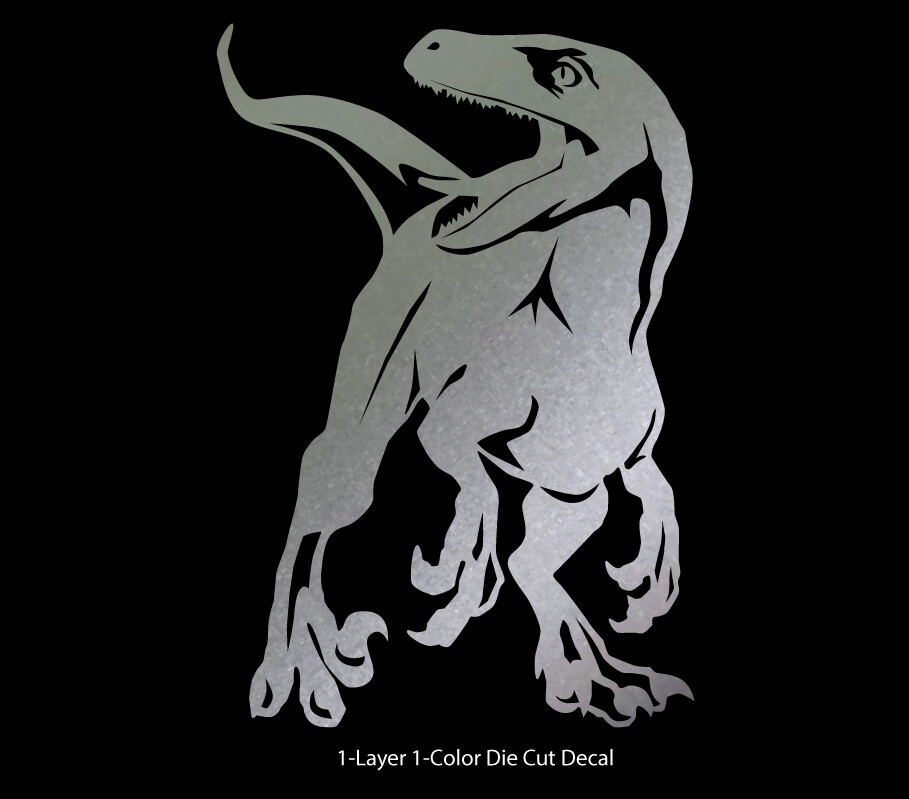 Dinosaur – Roaring Velociraptor #1 – Jurassic Period – 4-21&Prime; wide – DieCut Decal