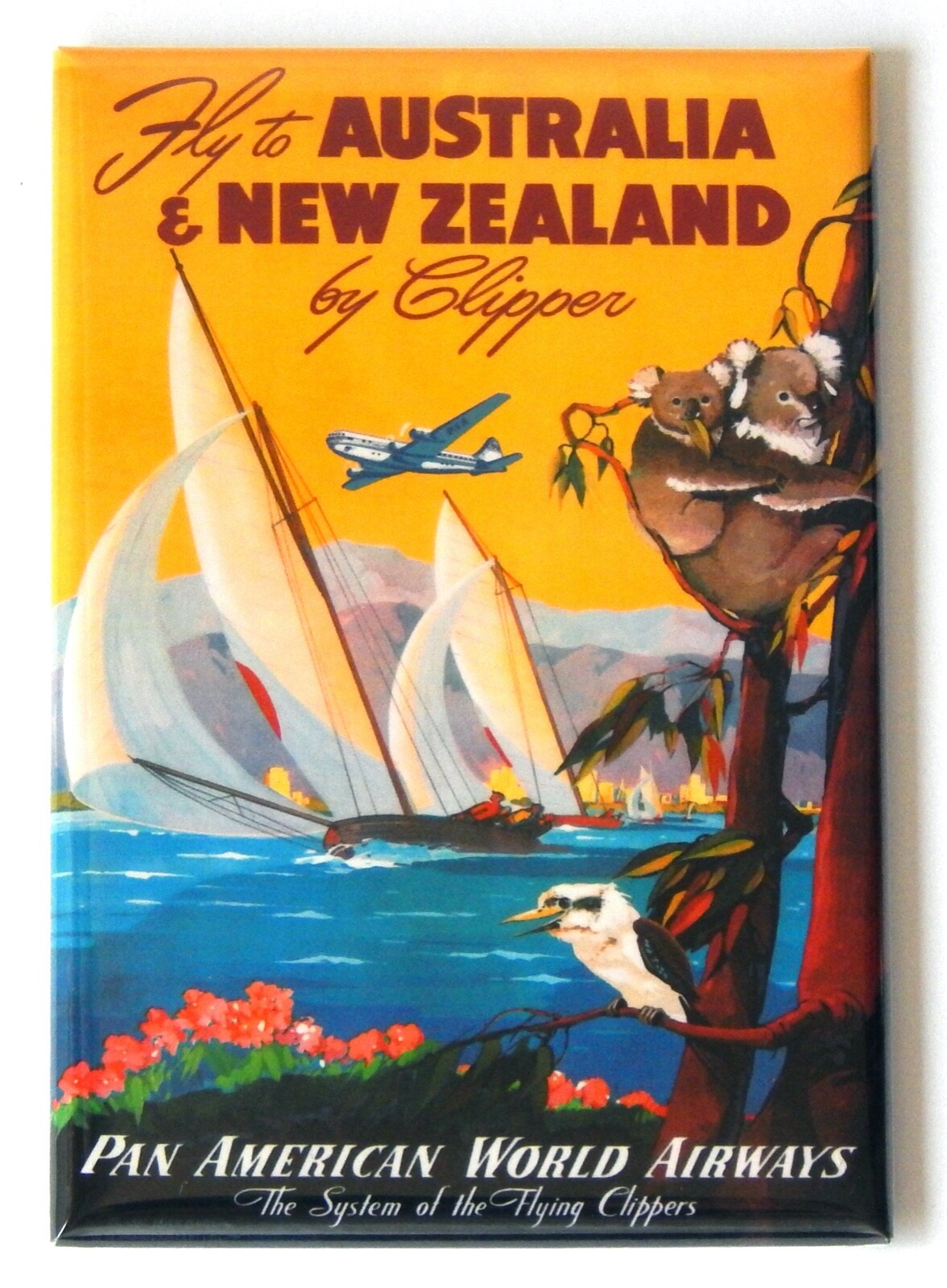 Australia and New Zealand FRIDGE MAGNET travel poster
