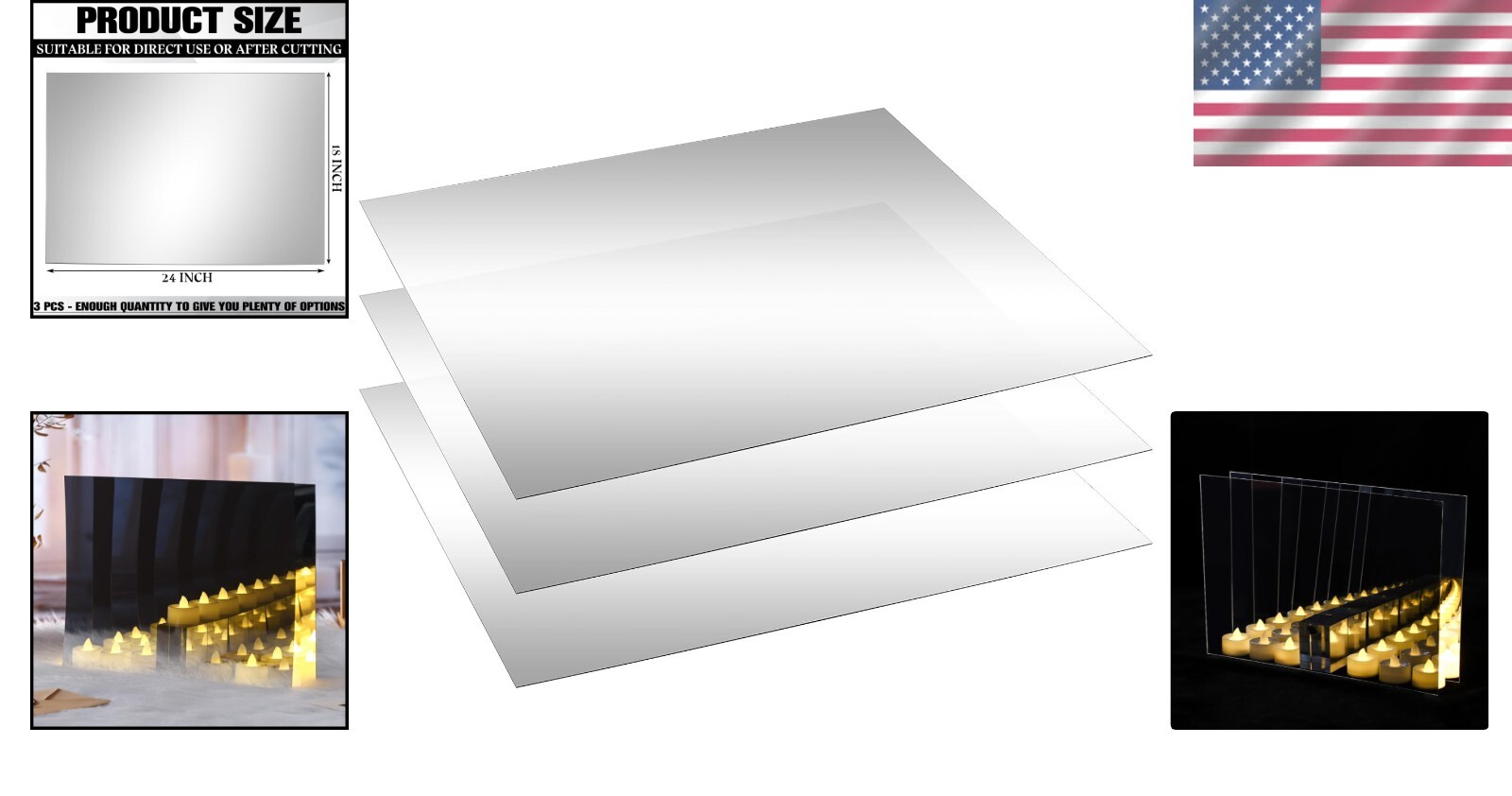 Durable Acrylic Two-Way Mirror Glass, 3-Pack – Ideal for Infinity Mirrors~-