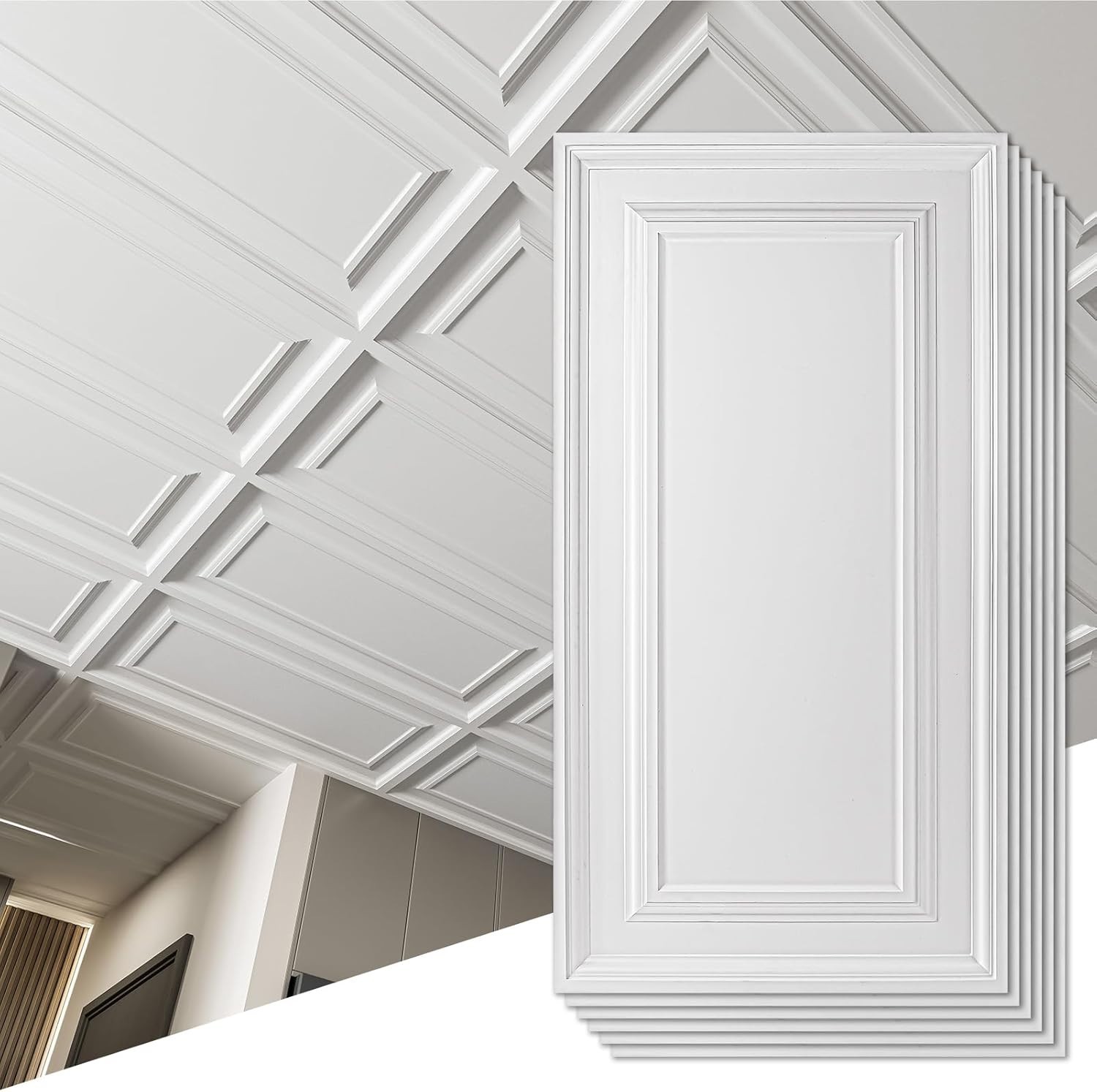 Drop Ceiling Tiles 24×48 Inch Smooth White PVC 12-Pack 2×4 Ft