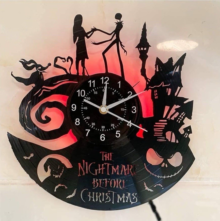 Christmas Nightmare Vinyl Record Wall Clock 12Inches Home Decor Gifts for Kids