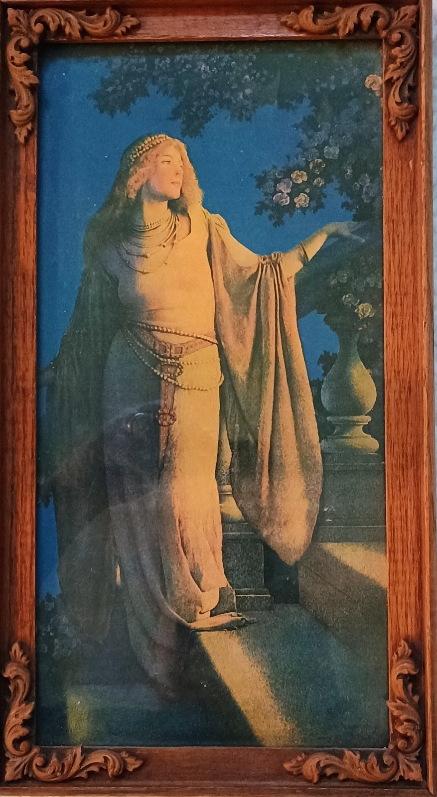 Enchantment, Maxfield Parrish, Art Nouveau Print 13&Prime; 7&Prime; in Wooden Frame.