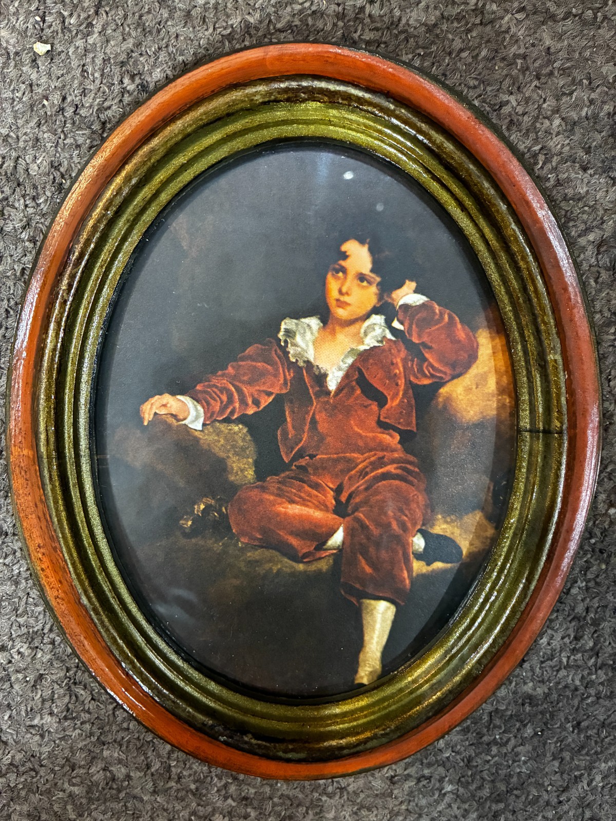 Vintage Italian Oval Wall Plaque Gold Red Frame 8×6 Cheswick PA