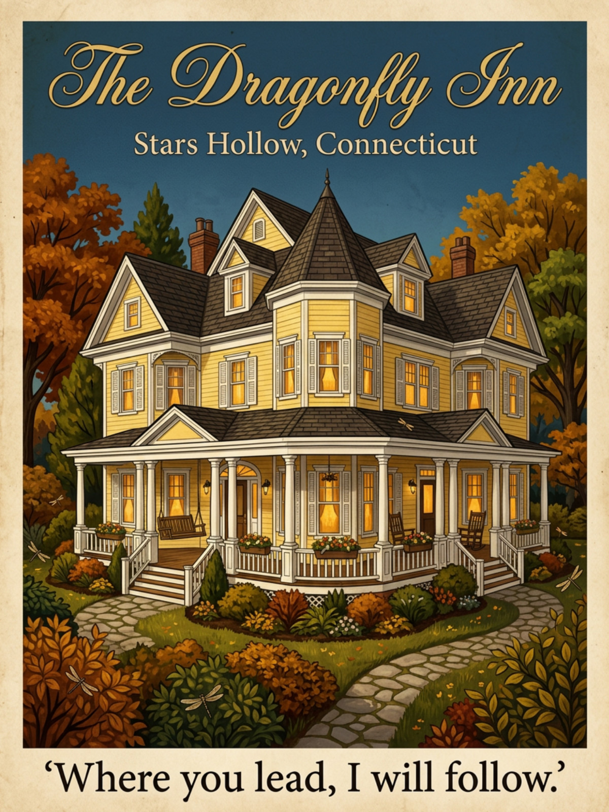 Gilmore Girls Dragonfly Inn Wall Collage Postcard Style Poster