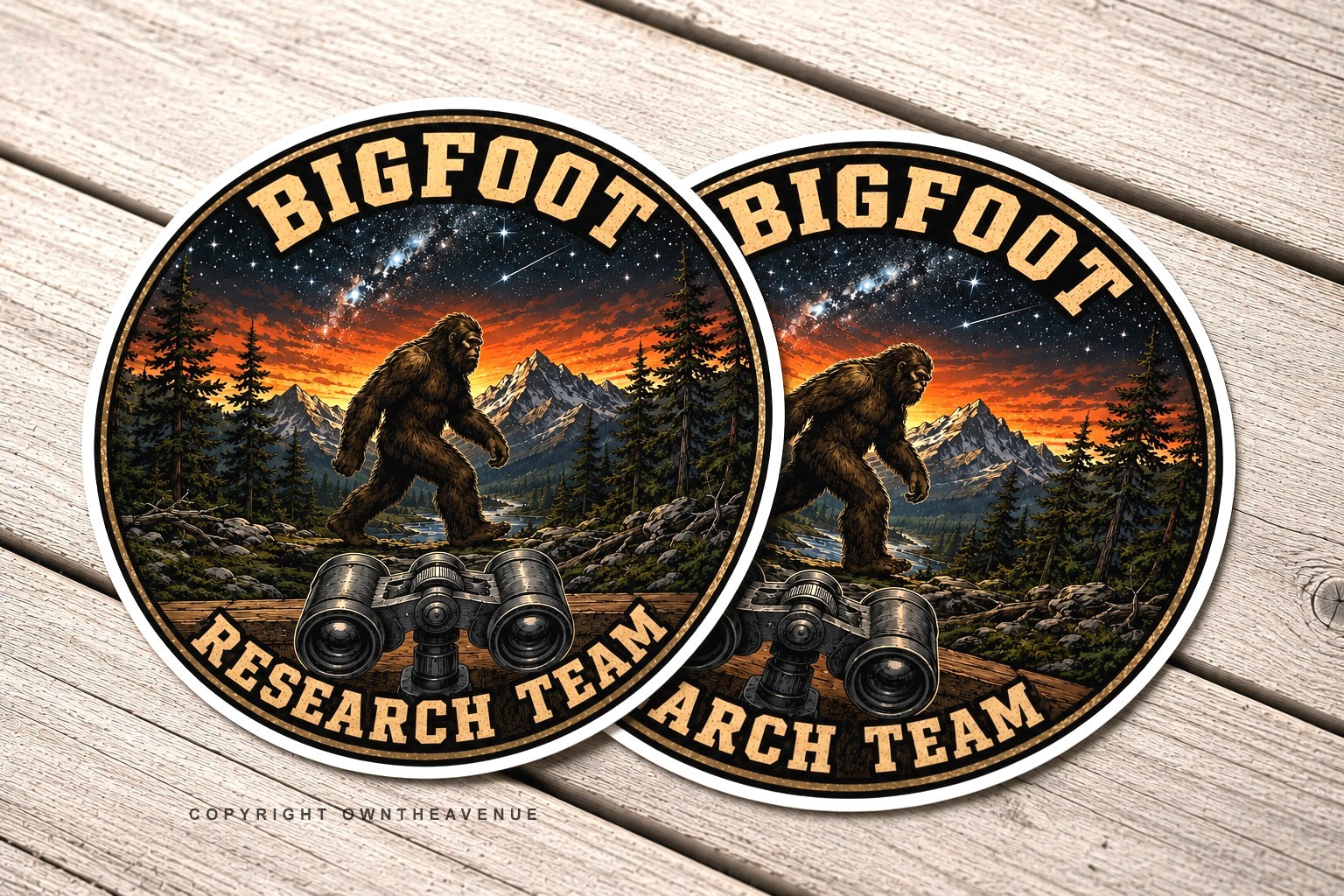 2 Pack – Bigfoot Research Team Mountains Model BN01 Vinyl Stickers 4&Prime;