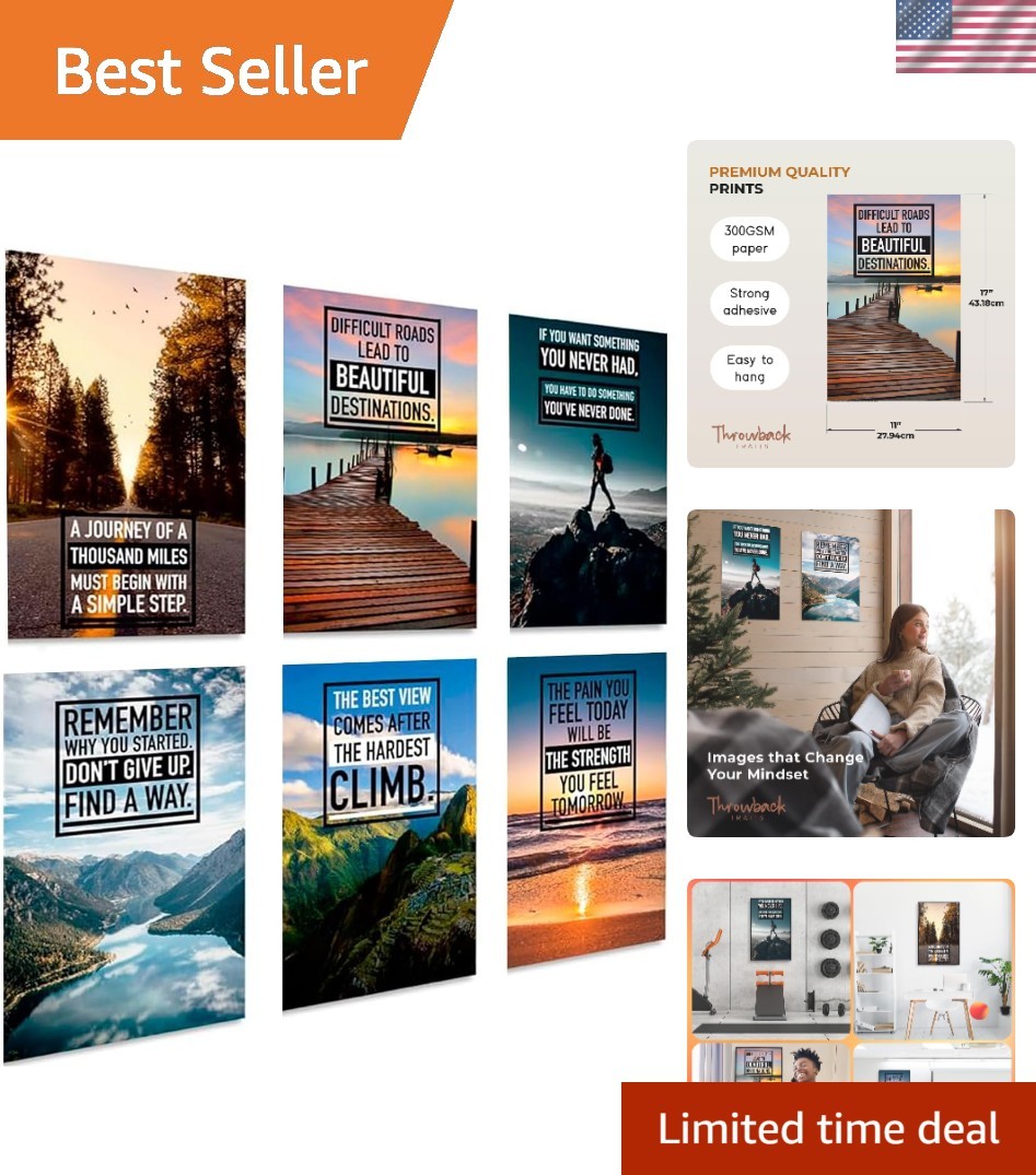 Durable and Fade-Resistant 11×17&Prime; Motivational Wall Art – Set of 6 for All Ages