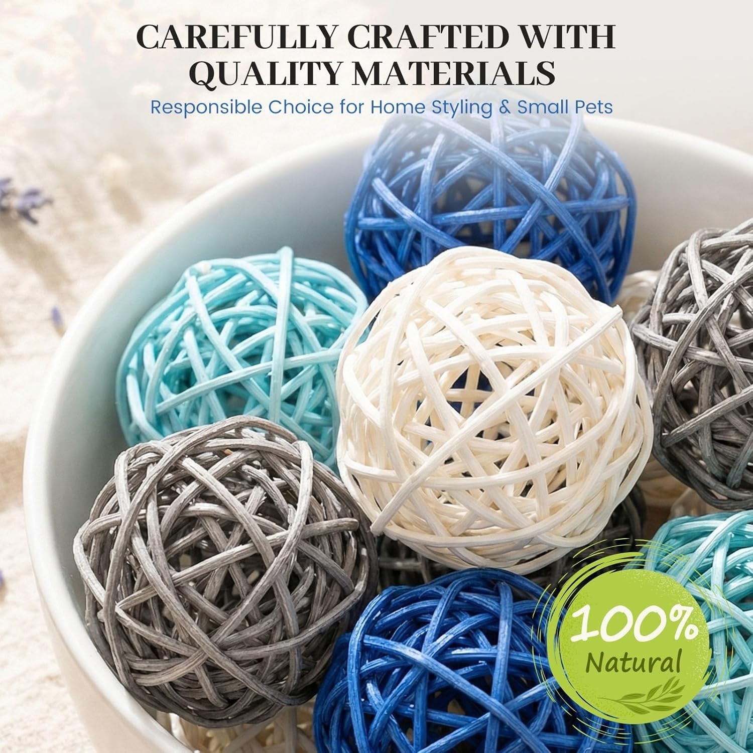 Elegant 24 Pcs Blue Rattan Balls – Versatile Decorative Orbs for All Occasions
