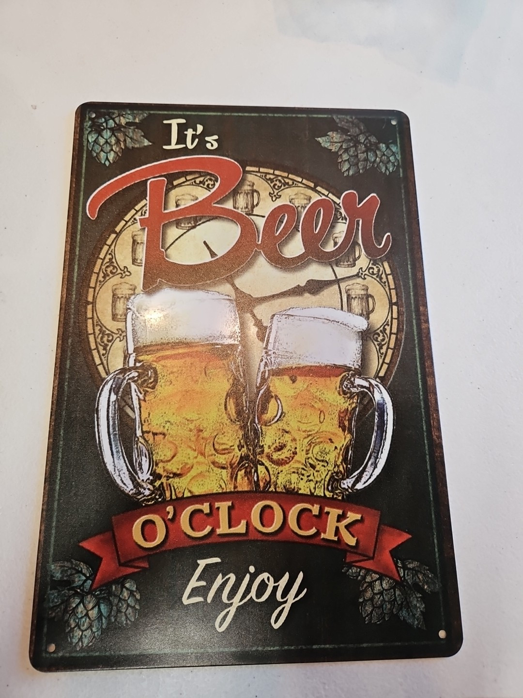 It&rsquo;s Beer O&rsquo;clock Enjoy, Tin Sign, 8×12, Bar, Lounge